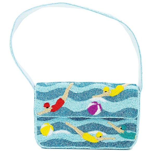 NWT SOL and MER Swimmers Turquoise Beaded Shoulder Bag - Picture 1 of 4